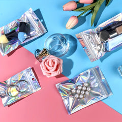 Resealable Metallic Foil Laser Packaging Bags - 50pcs/100pcs