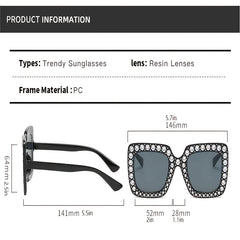 Vintage Oversized Rhinestone Square Sunglasses Women Sun Protection