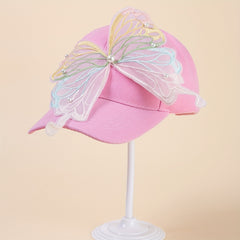 Pink Gradient Butterfly Baseball Cap Y2K Style Sun Hat