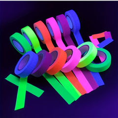 6 Pcs UV Blacklight Reactive Neon Gaffer Cloth Tape 6 Colors 0.59inch 16ft