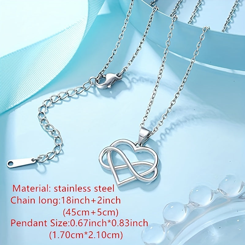 Creative Heart Infinity Pendant Necklace Gift For Girls