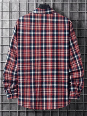 Men's Plaid Button Up Casual Long Sleeve Shirt