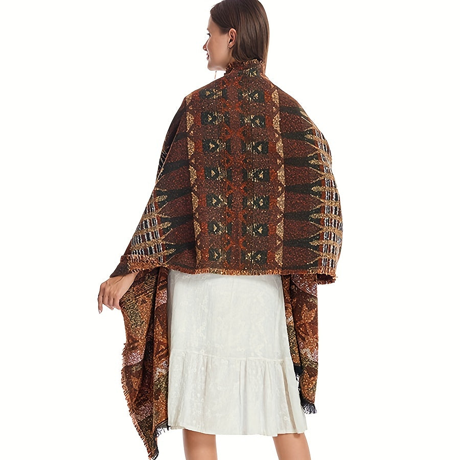 National Style Warm Blanket Fringed Shawl Wrap
