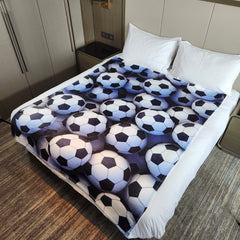 3D Football Print Flannel Blanket for Camping Office Sofa Nap