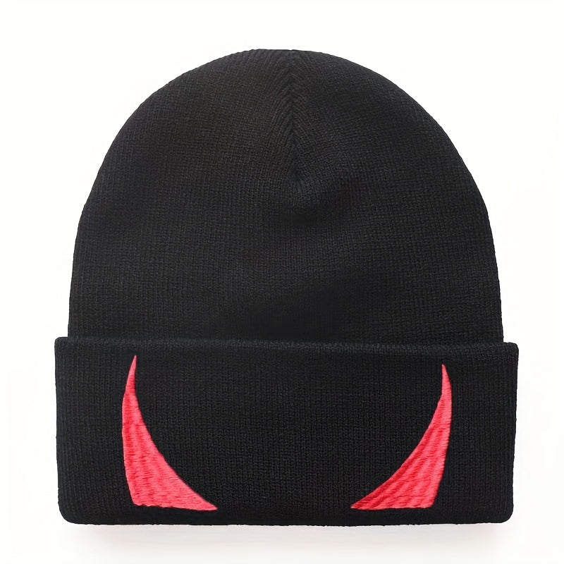 Men's Eye Embroidery Winter Soft Beanie Knitted Hat