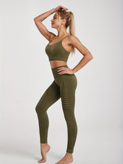 2pcs Workout Set Sports Bra & High Waist Leggings Women's Activewear