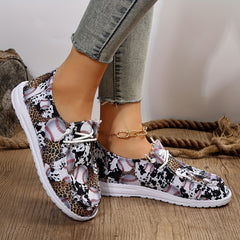 Women's Baseball Pattern Lace Up Boat Shoes Low Top Slip On Canvas Shoes