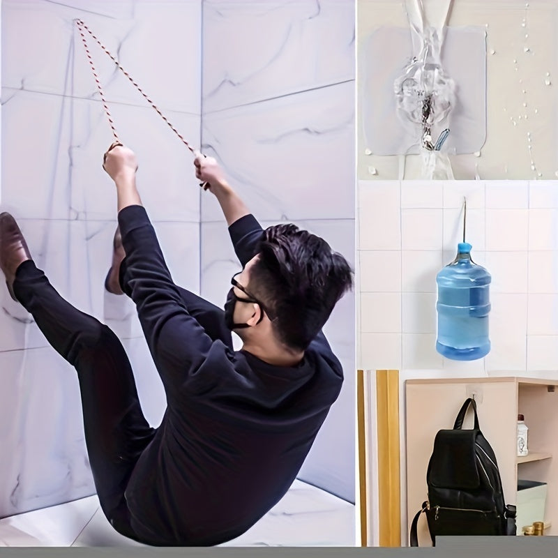 5 Transparent Reusable Wall Hooks Waterproof Adhesive Strong Seamless Paste