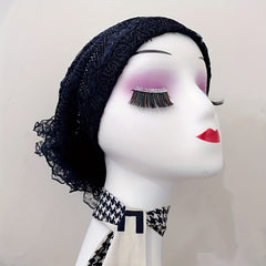 Lace Embroidery Mesh Turban Cap Women Head Wrap Elastic Beanie