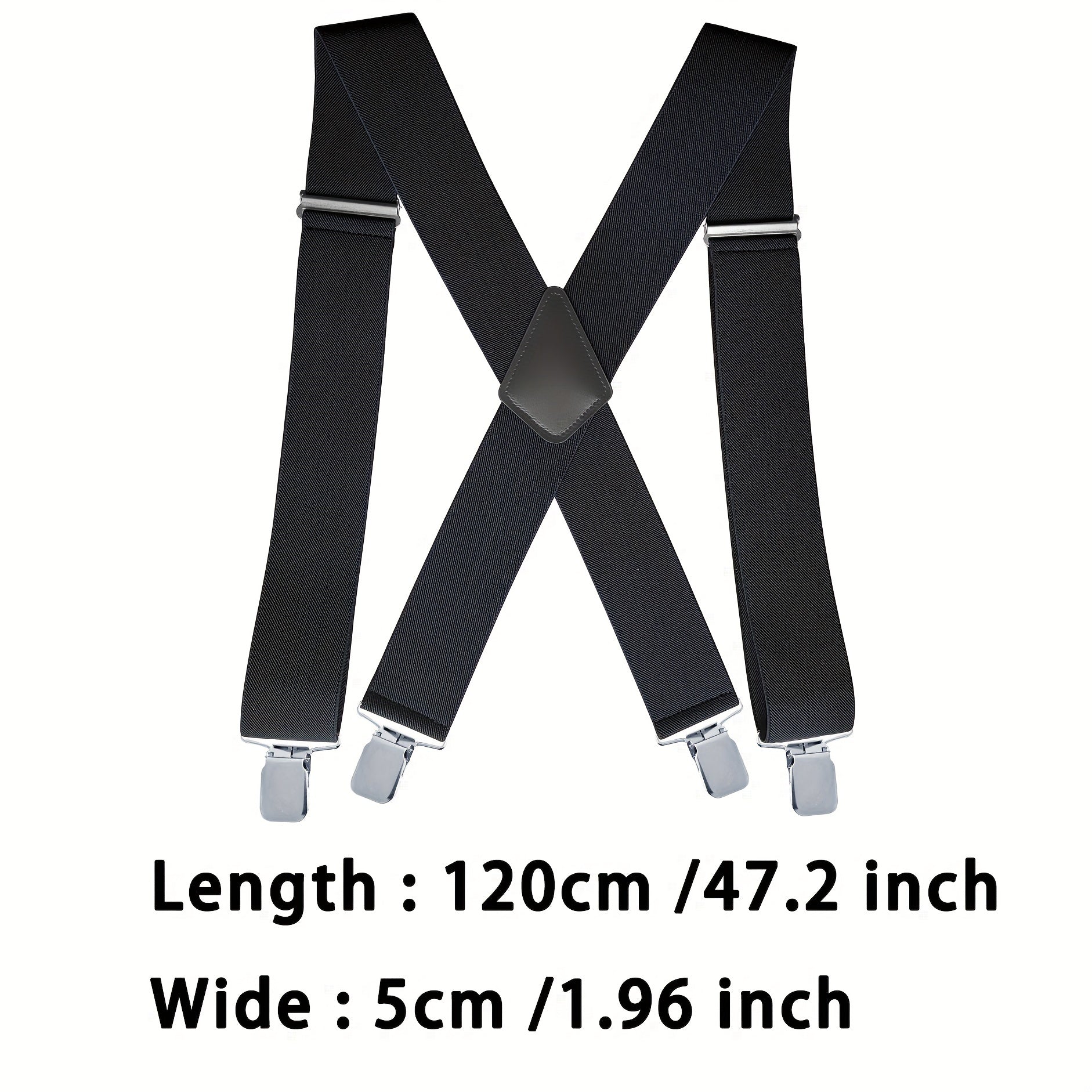 Men's X-Shaped Adjustable Suspenders with Four Clips - 4 Colors