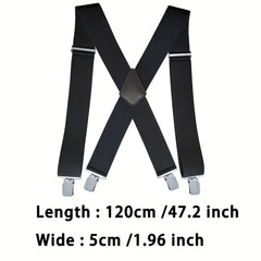 Men's X-Shaped Adjustable Suspenders with Four Clips - 4 Colors