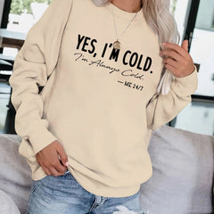 Slogan Print Pullover Sweatshirt Long Sleeve Fall Winter Women's Clothing