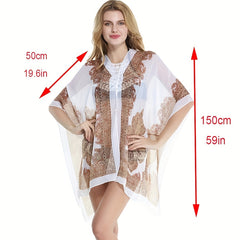 Paisley Print Shawl Bikini Cover Up - UV Protection