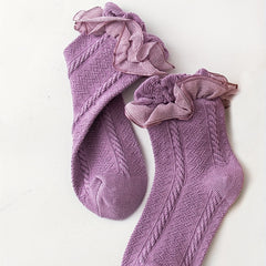 3 Pairs Girls Casual Lace Thin Socks Soft Comfortable Breathable Cotton Socks