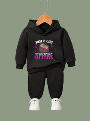 OERYUI Hooded Pullover Pants Set JUST A GIRL WHO LOVES OTTERS Print