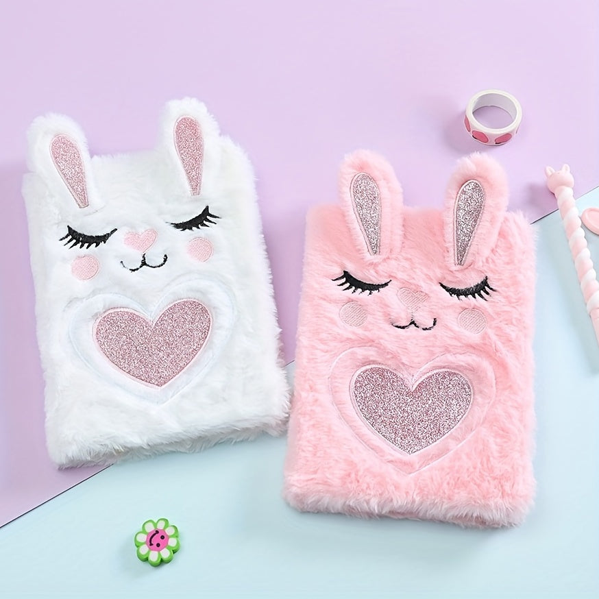 A5 Girl Embroidered Cartoon Plush Notebook Student Journal 160 Pages