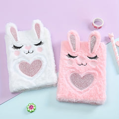 A5 Girl Embroidered Cartoon Plush Notebook Student Journal 160 Pages