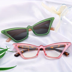 Men's Small Cat Eye Sunglasses Vintage Frame Flat Mirror PC Sunglasses