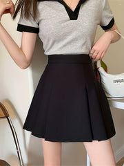 Pleated Skirt Above Knee Casual Wear for Spring & Summer