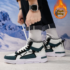 Men's Color Block High Top Snow Boots Warm Plush Lining