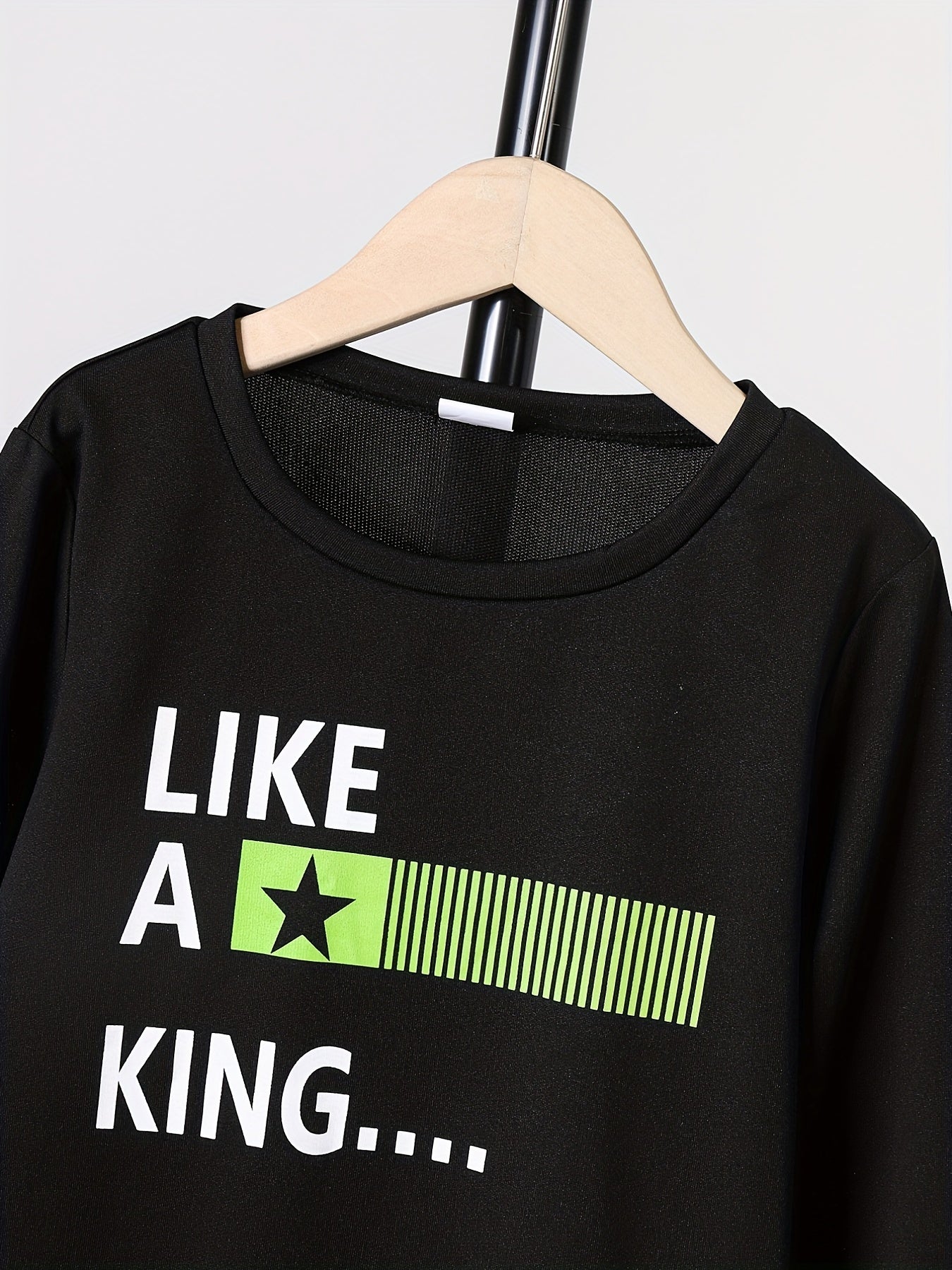 Boy's Clash 2pcs Sweatshirt & Sweatpants Set LIKE A KING Print Long Sleeve Top