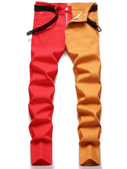 Men's Slim Fit Block Jeans Casual Stretch Street Style Jeans