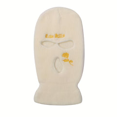 Rose Embroidery 3 Hole Ski Mask Winter Balaclava Neck Protector