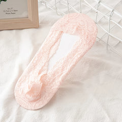 5 Pairs Women's Lace No Show Socks Casual Lace Low Cut Liner Boat Socks