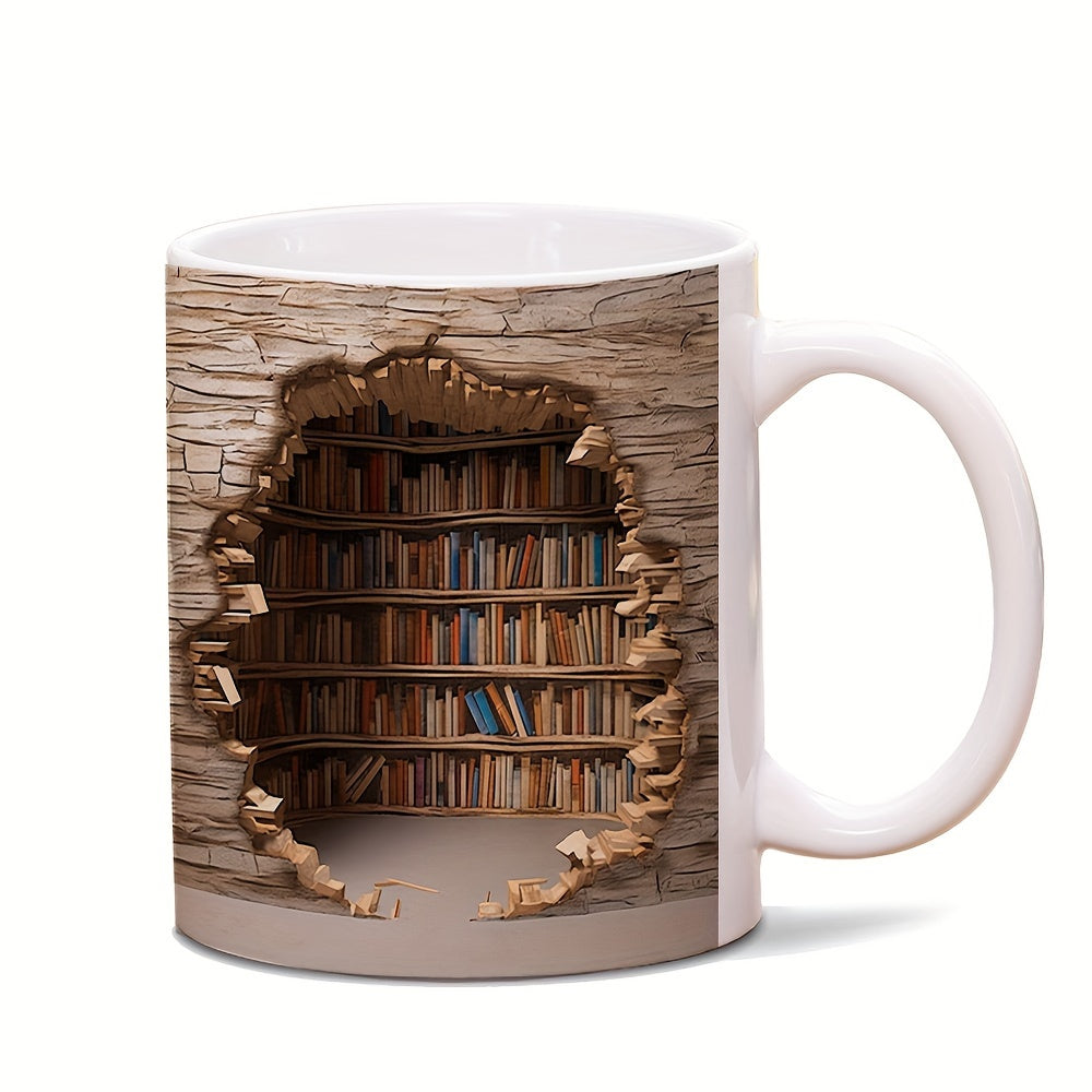 3D Bookshelf Coffee Mug Ceramic Water Cup Holiday Gift
