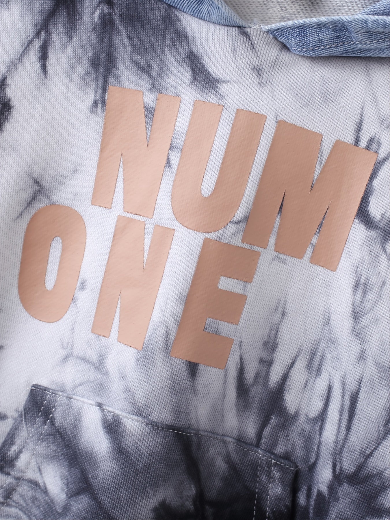 Boys Denim Hooded Sweatshirt With Tie Dye Print