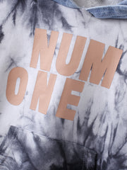 Boys Denim Hooded Sweatshirt With Tie Dye Print
