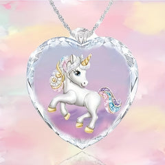 Heart Unicorn Pendant Necklace Casual Jewelry