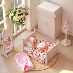 BABESIDE 7 Realistic Mini Silicone Newborn Baby Girl Doll Light Beige Texture