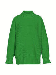Solid Long Sleeve Turtle Neck Sweater
