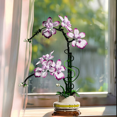 Purple Phalaenopsis Orchid Flower Bouquet Building Block Set