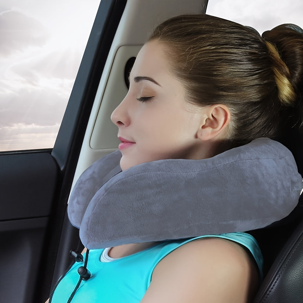U-Shaped Travel Pillow with Storage Bag, Eye Mask, Earplugs