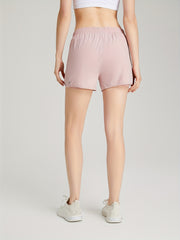 2 in 1 Running Shorts High Waist Zip Pockets Activewear