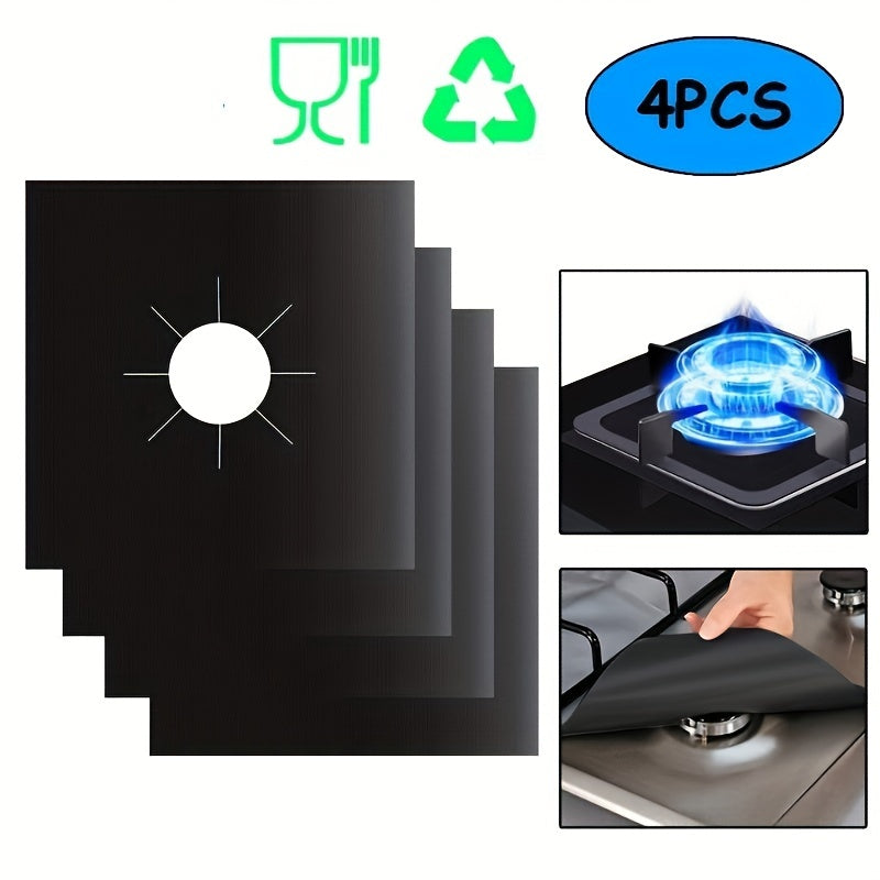 4pcs Gas Stove Burner Covers Reusable Non Stick Liners For Kitchen Cooking