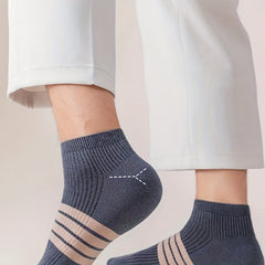 5 Pairs Kids Teenagers Three Stripes Athletic Cotton Boat Socks