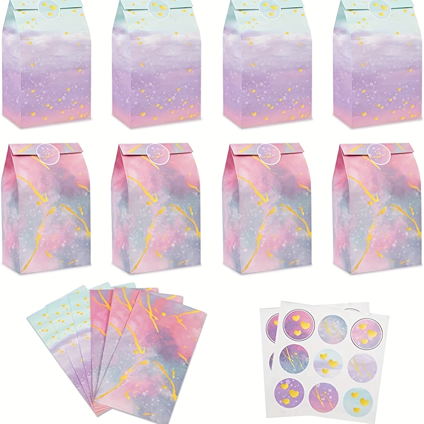 12pcs Pink Princess & Mermaid Unicorn Party Favor Bags for Girls
