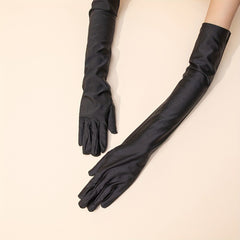 Pleated Satin Long Gloves for Wedding Bridal Dress