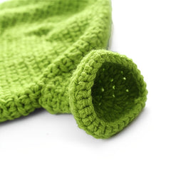 Men's Winter Green Cover Up Cartoon Anime Knit Lined Hat