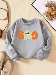 Halloween Party Boo Print Boys Casual Sweatshirt