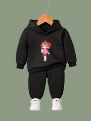 OERYUI 2pcs Milk Tea Girl Print Hoodies Pants Set For Girls Boys