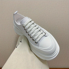 Women's Chunky Heel Platform Canvas Sneakers