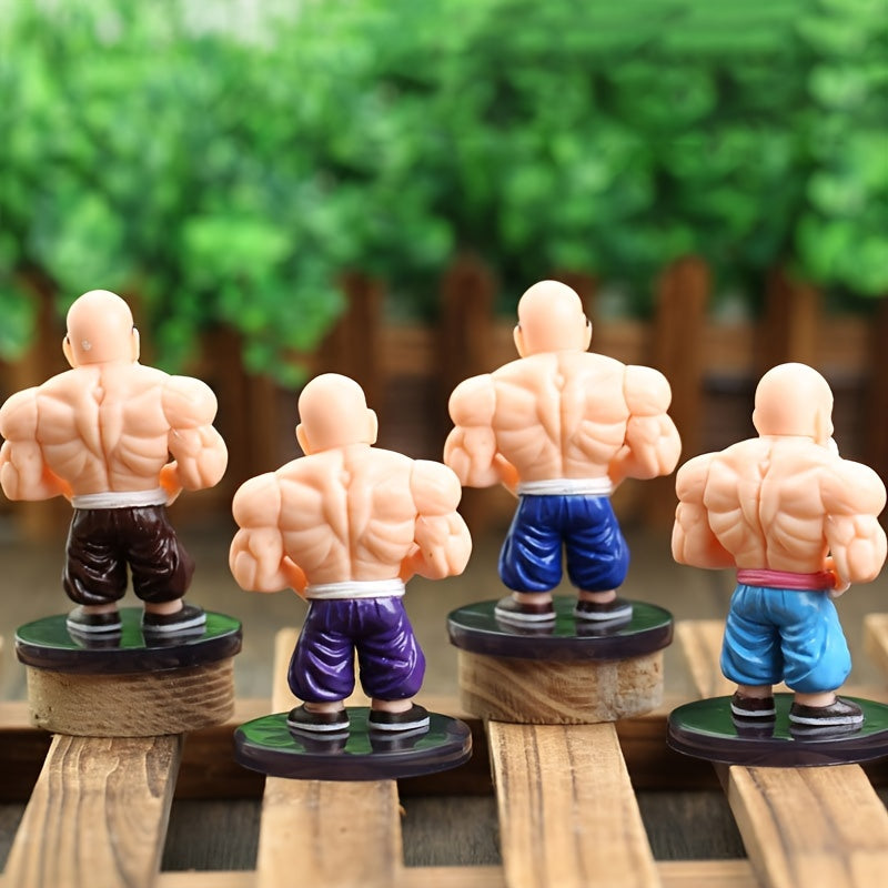 4 Pcs Old Man Anime Character Doll Figurines Model Car Ornaments