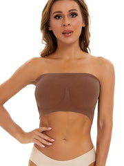4pcs Seamless Bandeau Bras, Soft Stretch Everyday Bra Women's Lingerie