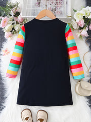 Girls' Unicorn Print Long Sleeve T Shirt Dress for Party Lounge