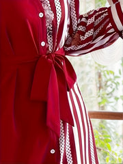 Women's Long Sleeve Button Up Dress With Belt