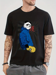 Cotton Anime Panda Boxer Print Men's Graphic T-shirt